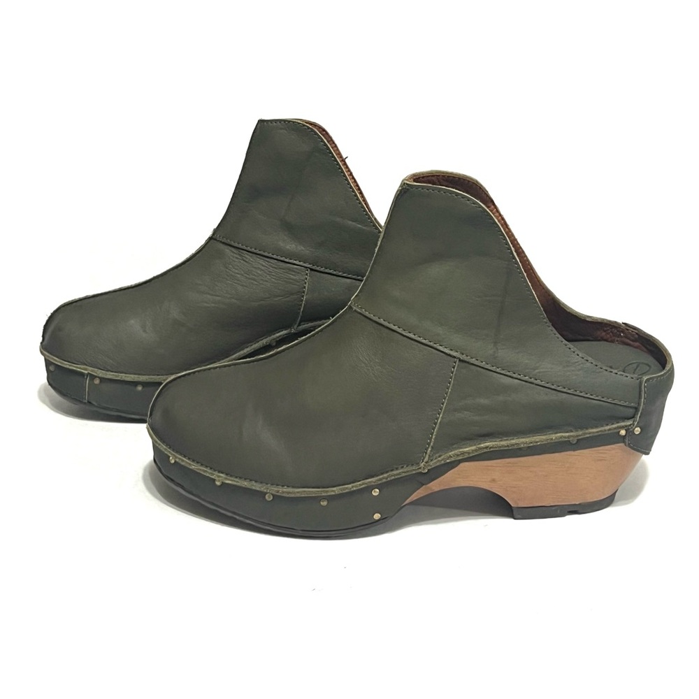 Sergio Tomani Leather Clogs Florida Verde Size 37(6.5) - Picture 3 of 14